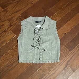 Gray Sleeveless Knit Top
